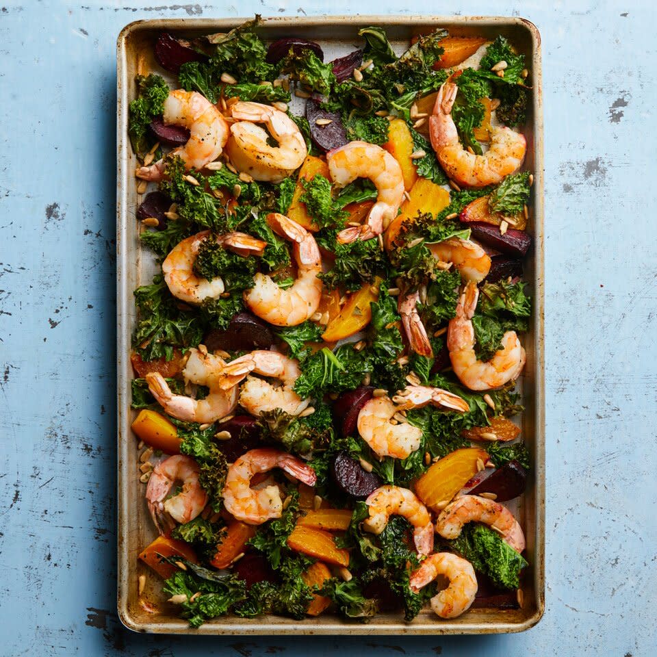 Grilled shrimp &  beets