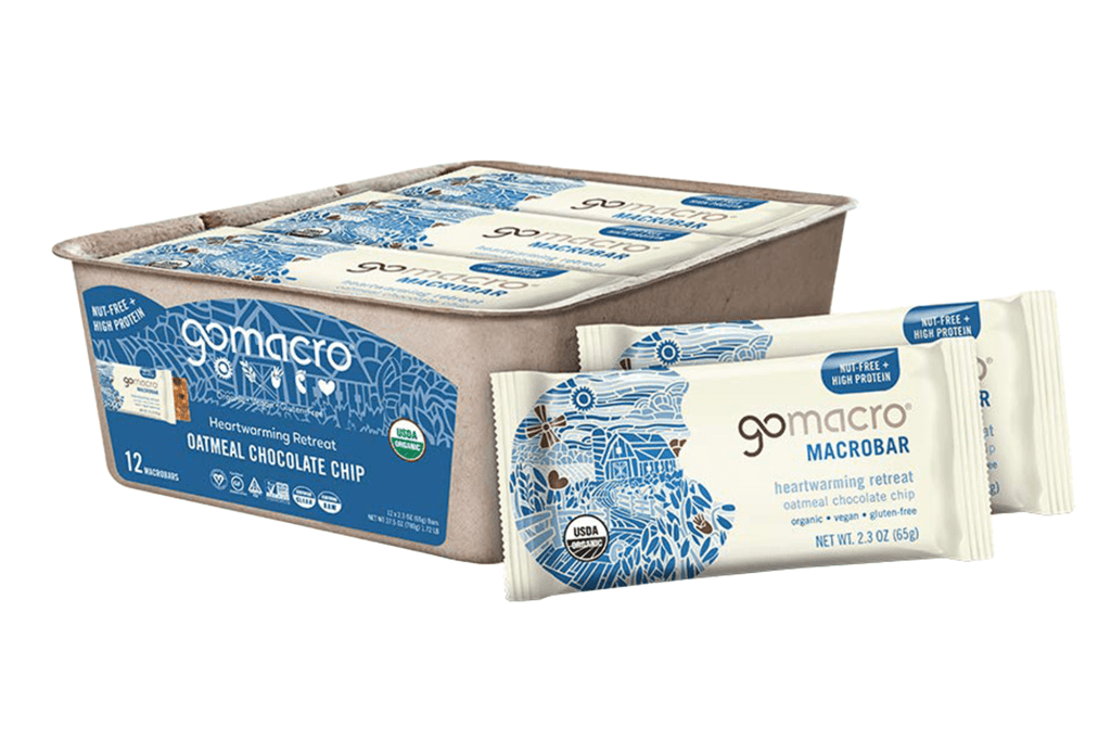 GoMacro MacroBar Organic Oatmeal Chocolate Chip Vegan Protein Bars 12-Pack