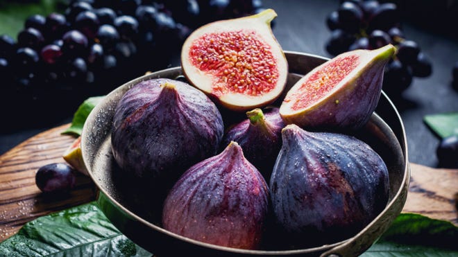 According to the American Red Cross, figs are an iron-rich fruit.  Figs are also a sweet source of calcium, potassium, and magnesium.
