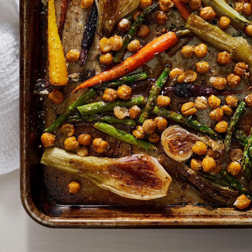 Sheet-Pan Balsamic-Parmesan Roasted Chickpeas &  Vegetables