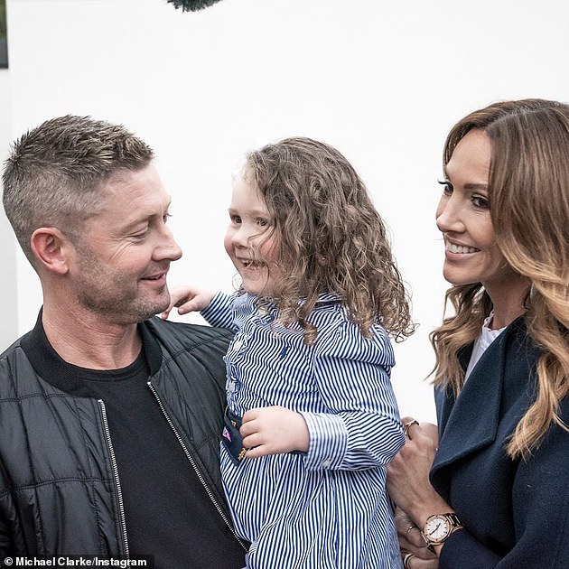 Exes: The TV star shares Kelsey Lee with her ex-husband, retired cricketer Michael Clarke (left)