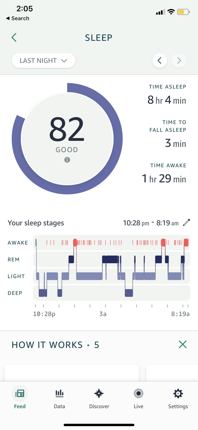 Amazon Halo sleep score screenshot