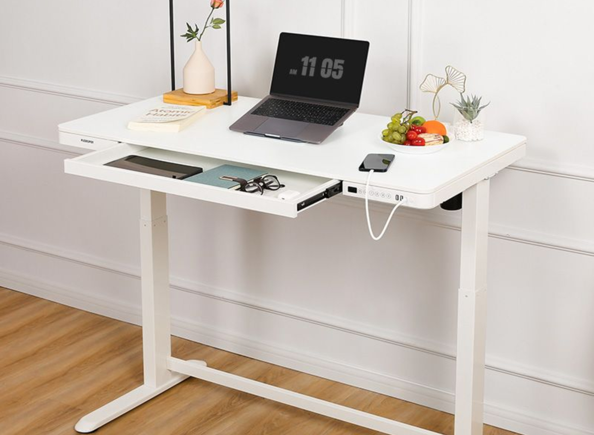 White FlexiSpot Tall Desk