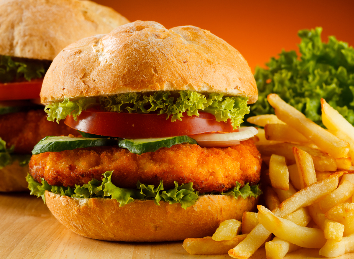 fried chicken sandwich and fries