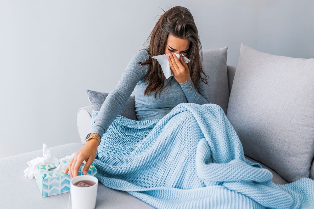 Sick woman on the sofa