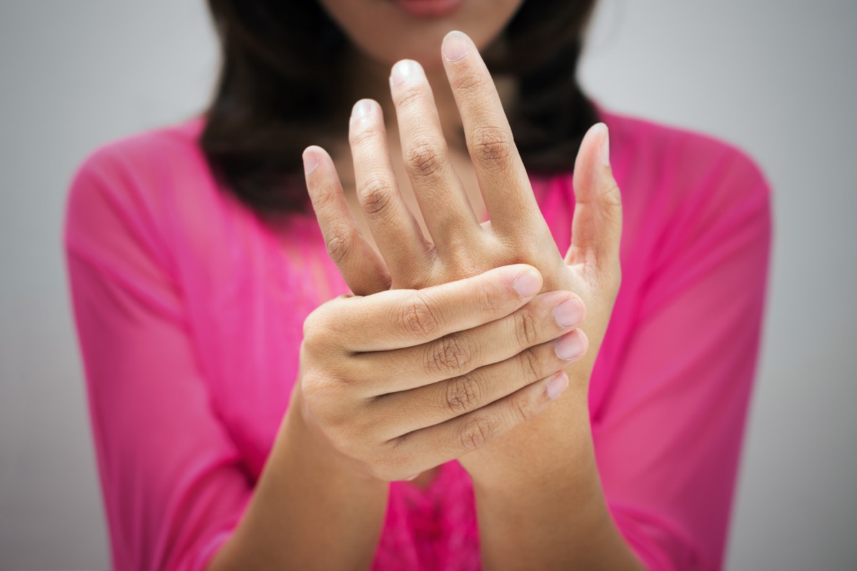 Acute pain in the wrist of a woman.