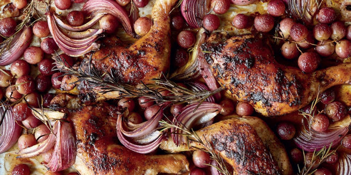 Grilled Chicken with Rosemary and Grapes (Paul Brissman)