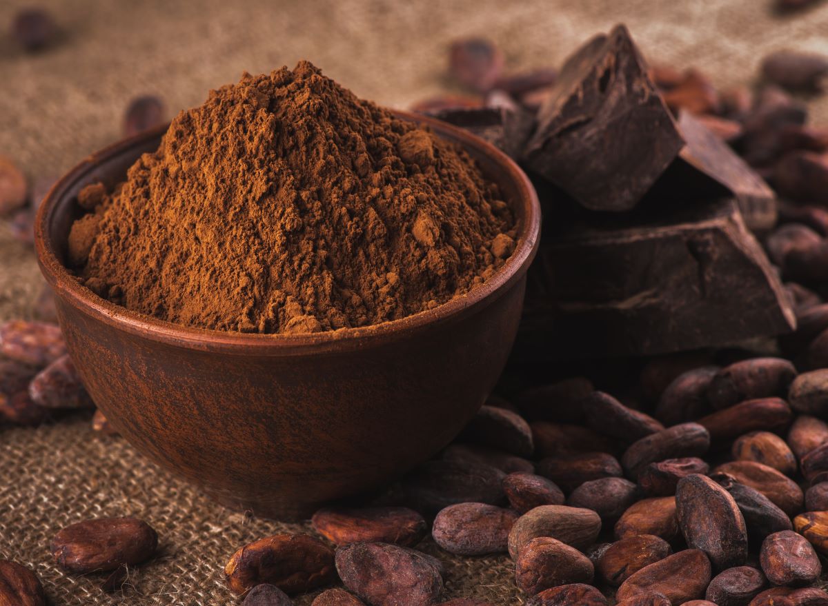 bowl of cocoa powder