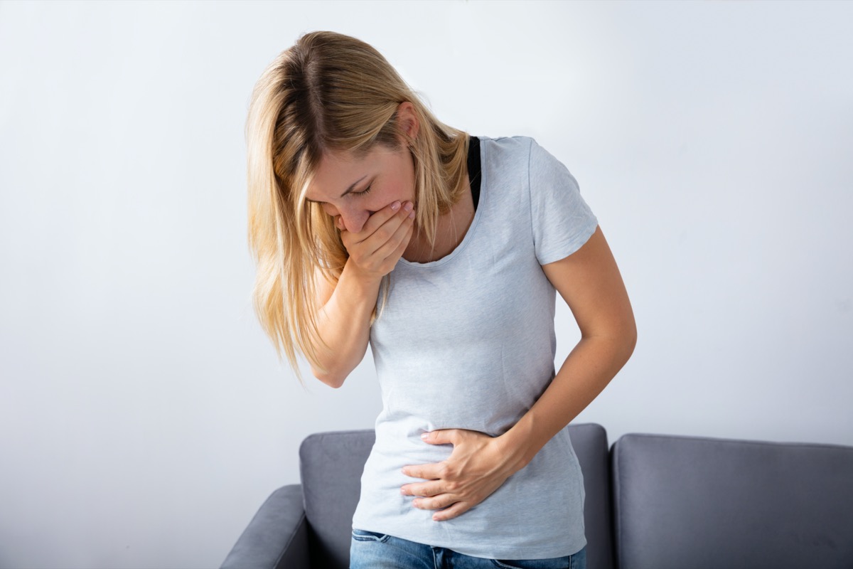 Woman suffering from nausea