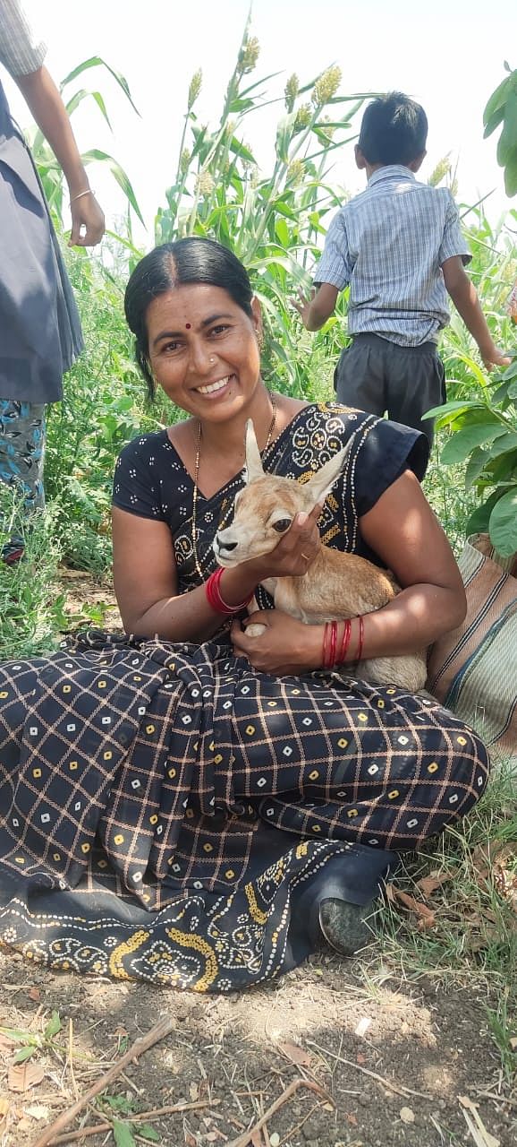 Savita, a Maharashtra-born organic farmer in the countryside. 