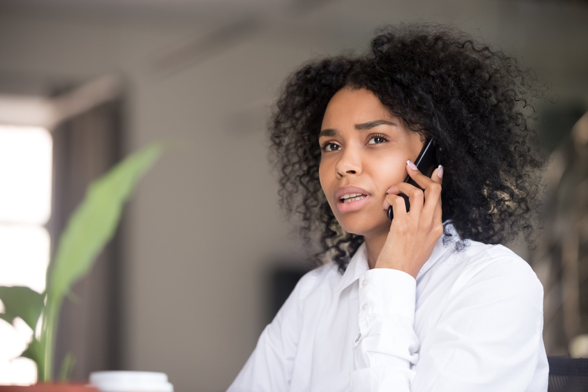 Woman worried about phone call