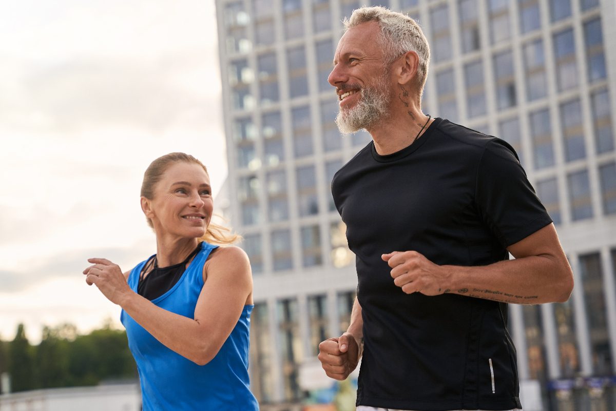 mature couple jogging outdoors