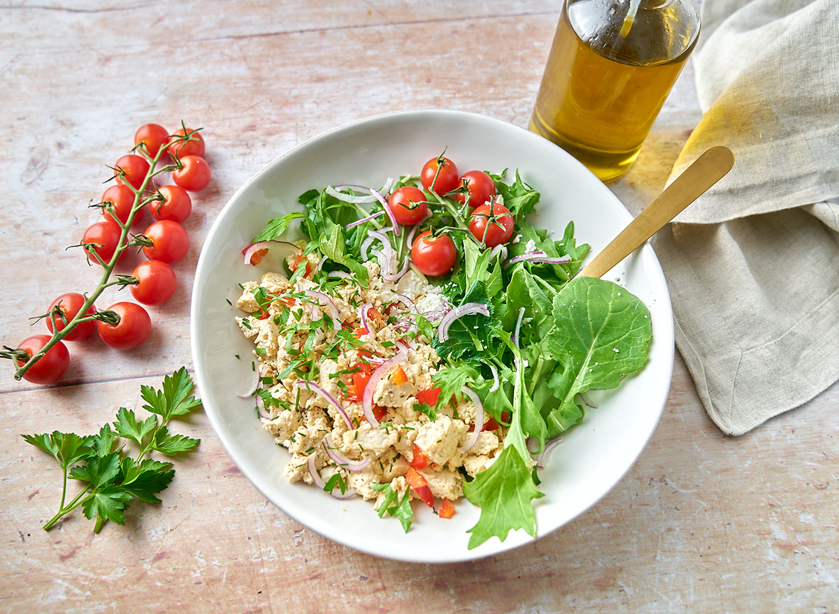 mediterranean tofu vegetable scramble