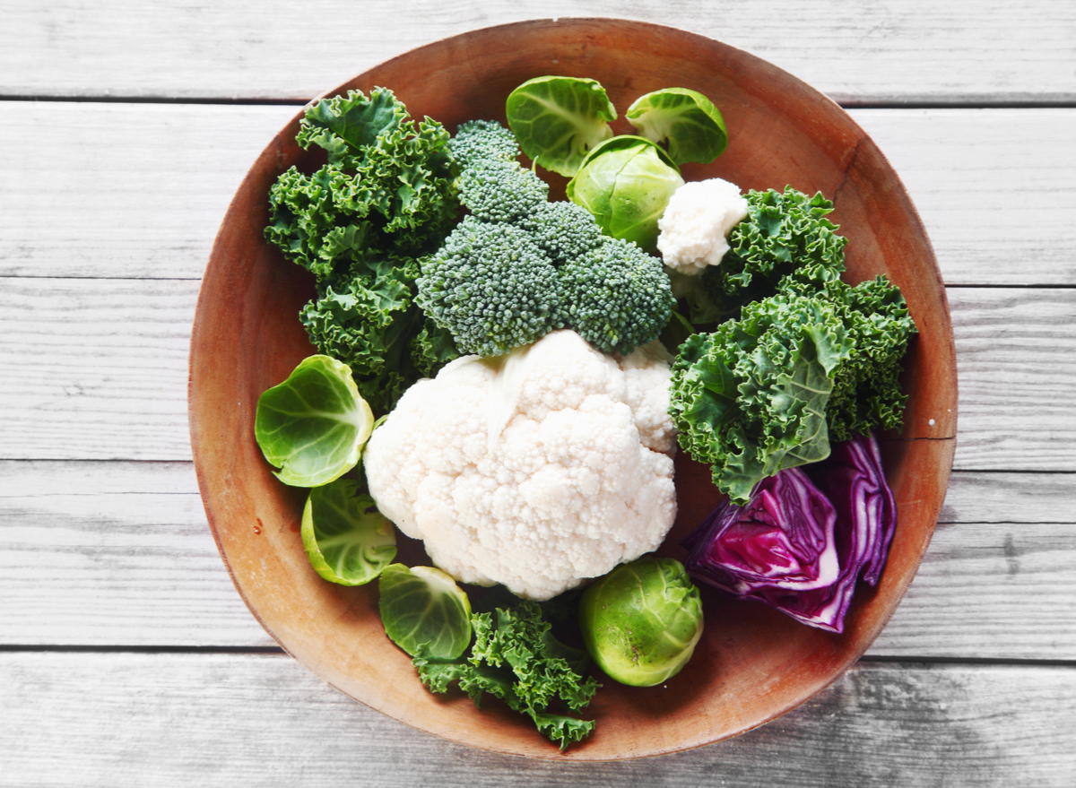 broccoli, cauliflower, kale, and Brussels sprouts