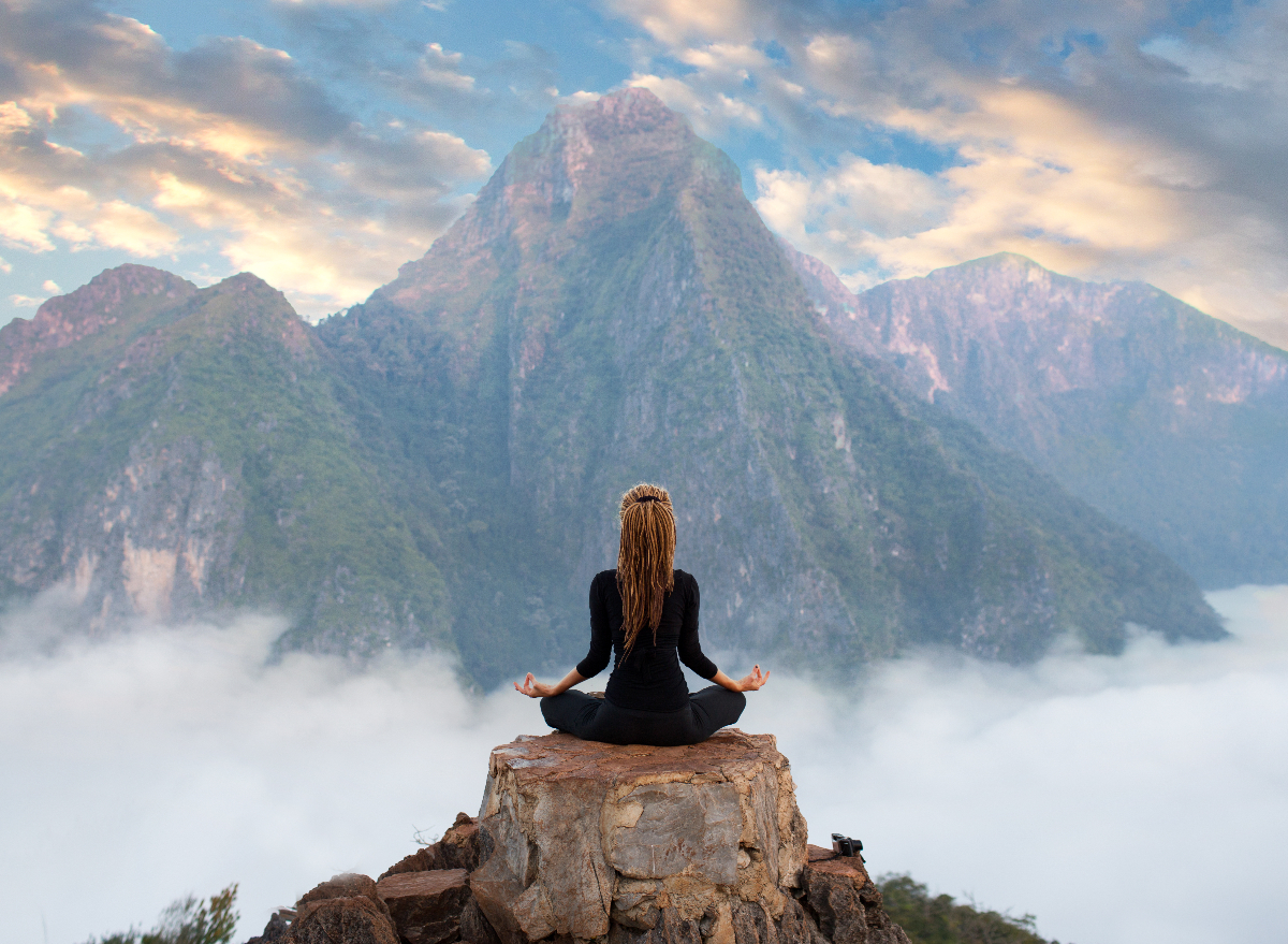 serene mountain yoga backdrop