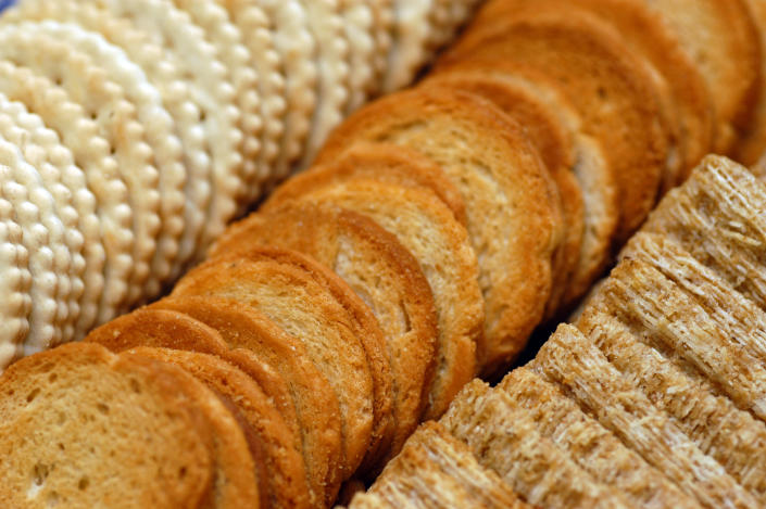 Assorted Biscuits and Triscuits.  (fake images)