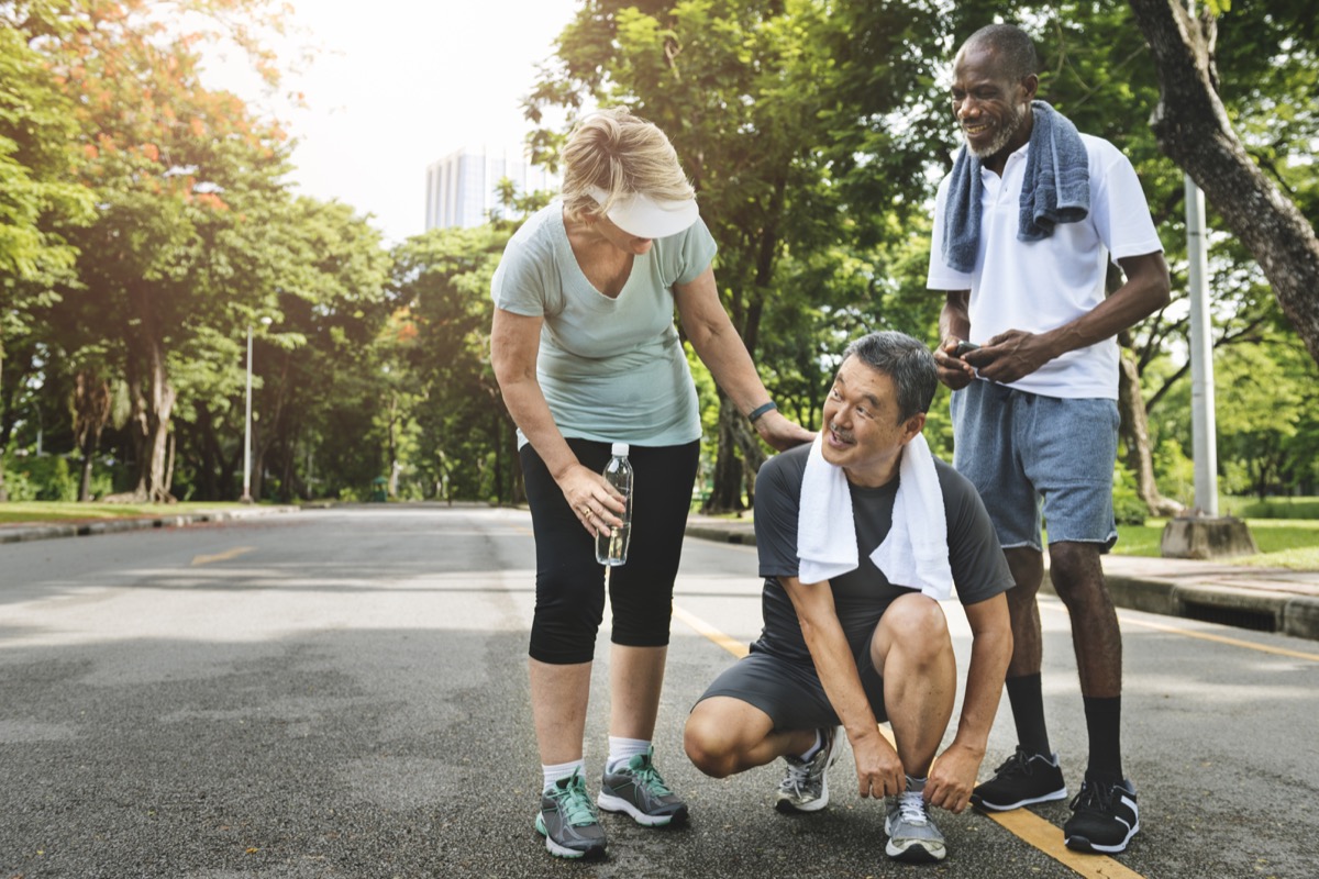 Seniors exercising together