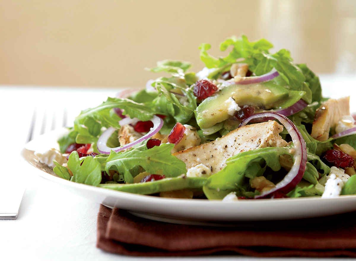 Grilled Chicken Salad with Cranberries, Avocado and Goat Cheese