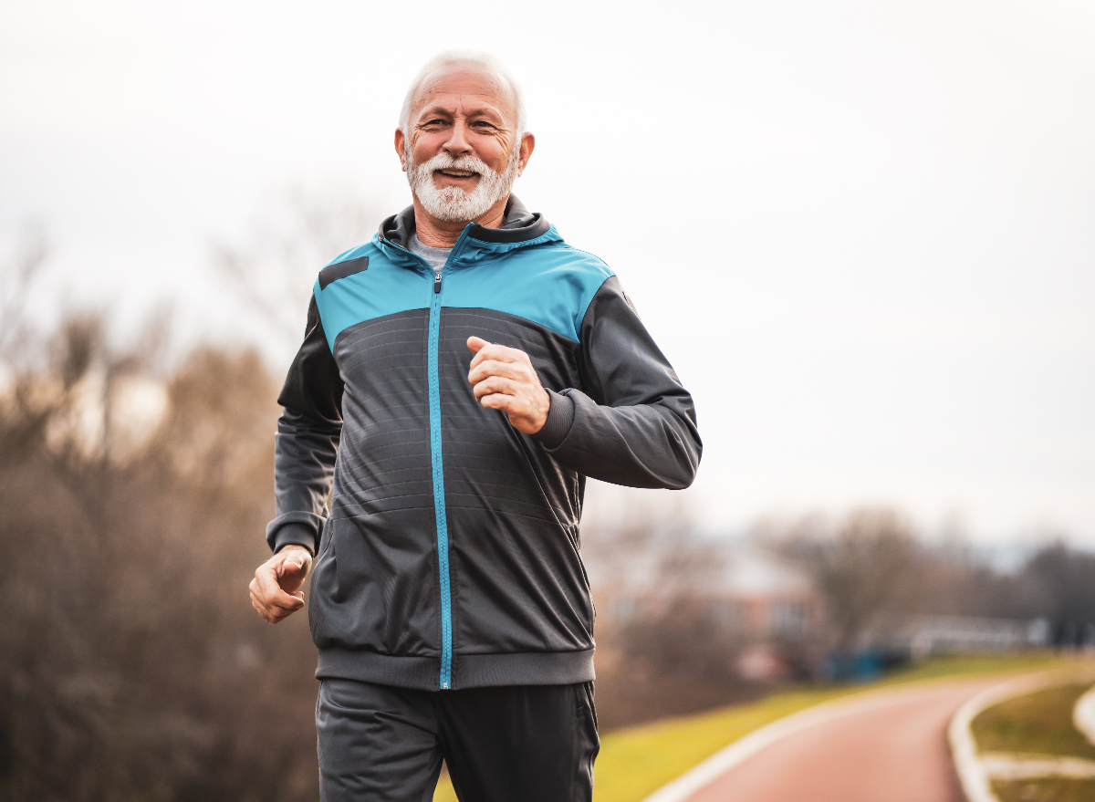 senior running outdoors in winter