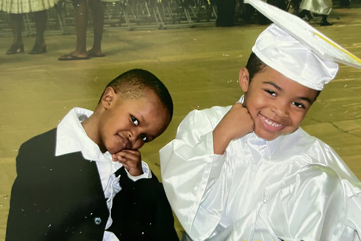 Family photo of Fred Harris and his older brother Dylan.