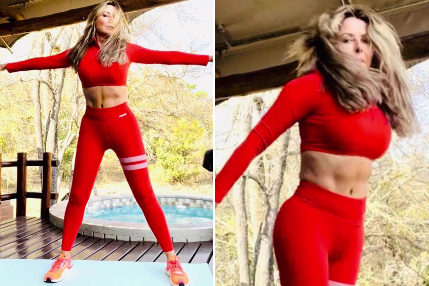 Carol Vorderman shows off abs and gives the 'middle finger' to trolls