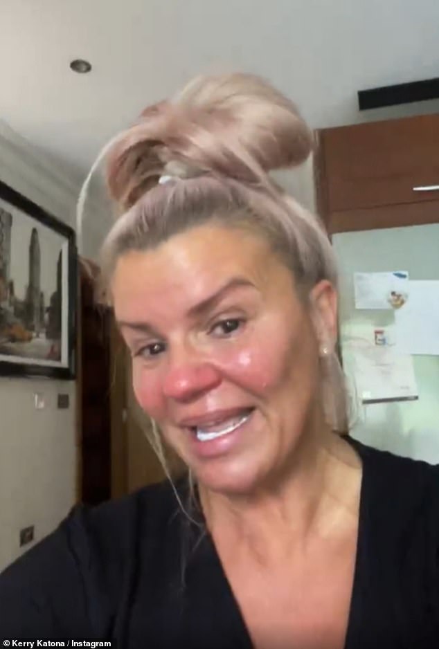 Emotional: Kerry Katona fought back tears on Saturday after taking part in a 'powerful' hypnotherapy session