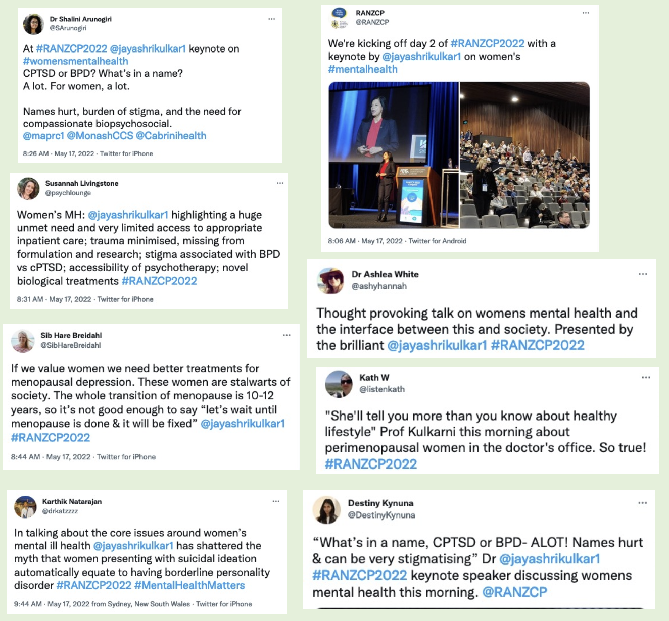 Selection of tweets #RANZCP2022