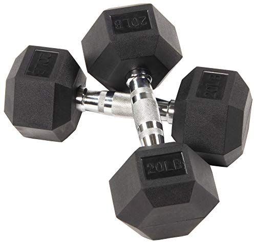 Rubber Encased Hex Dumbbell, 20 lb. 