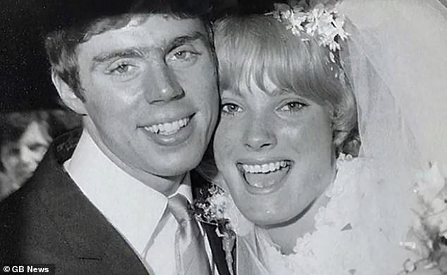 Looking back: Harry and Sandra were married in 1967, and the couple seen here look happy on their wedding day.